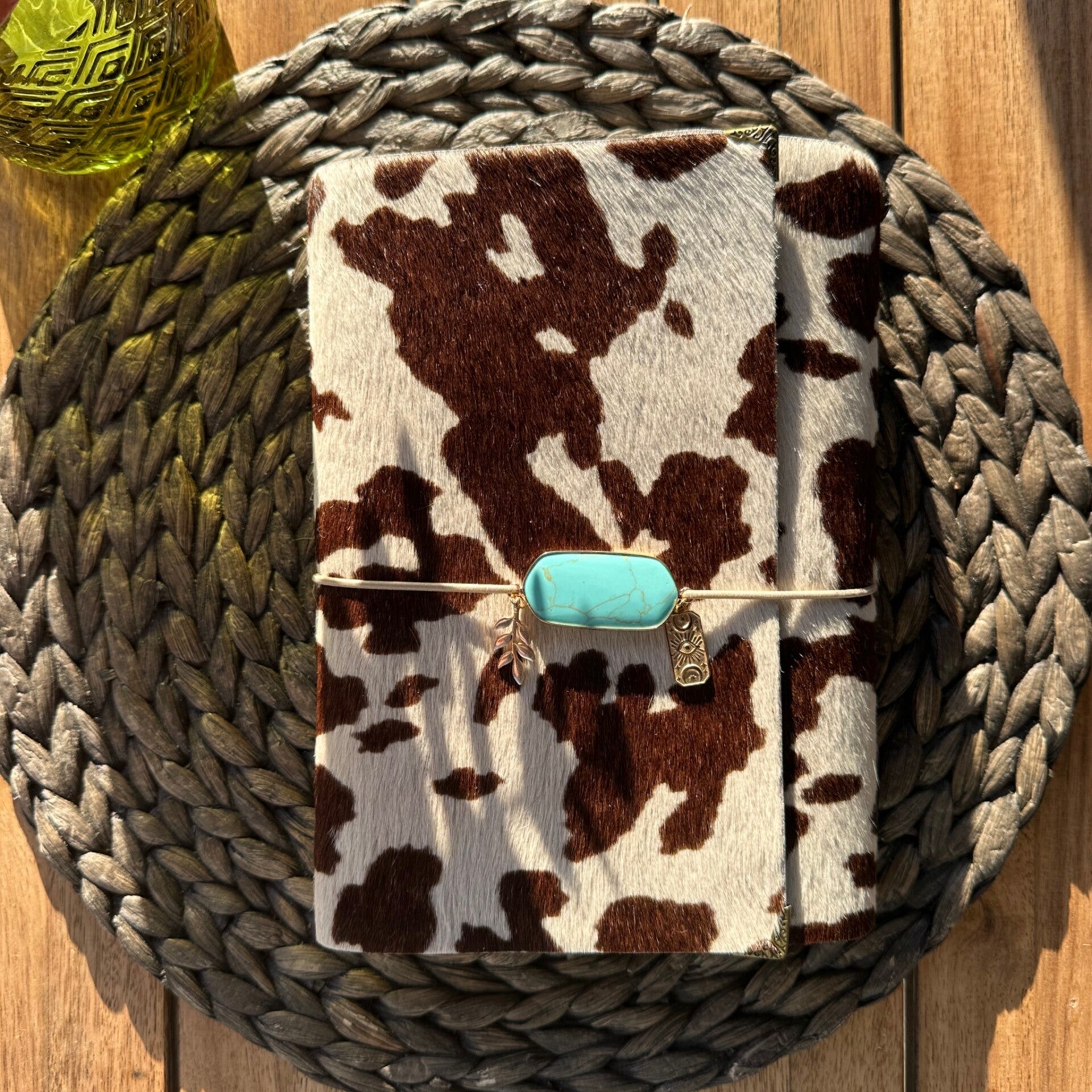 Mon grand carnet cuir poils impression vachette blanc/ébène