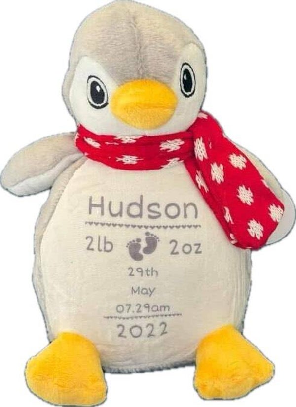 Personalised Soft Teddy - Penguin - Birthday - Christening - Christmas -  Birth