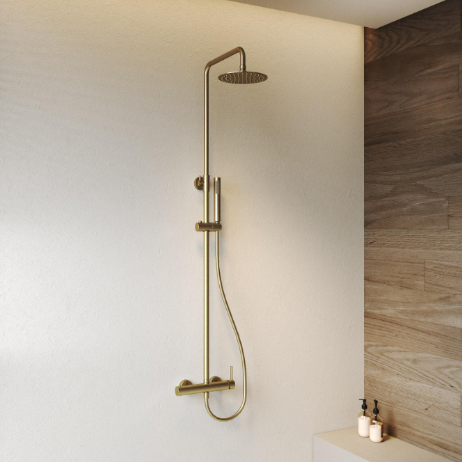Round Rain Shower - Brushed Gold