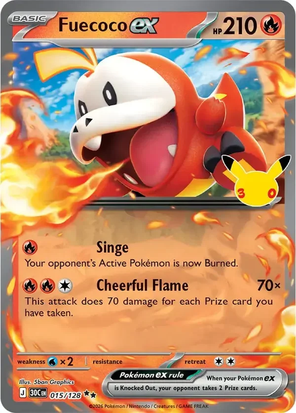 Fuecoco EX 015/128 30th Celebration Double Rare
