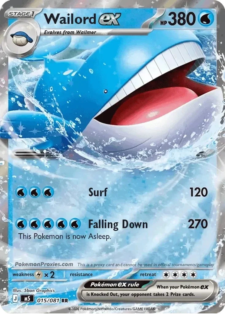 Wailord EX 016/084 Pitch Black Double Rare