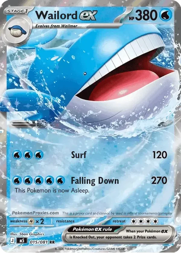 Wailord EX 016/084 Pitch Black Double Rare