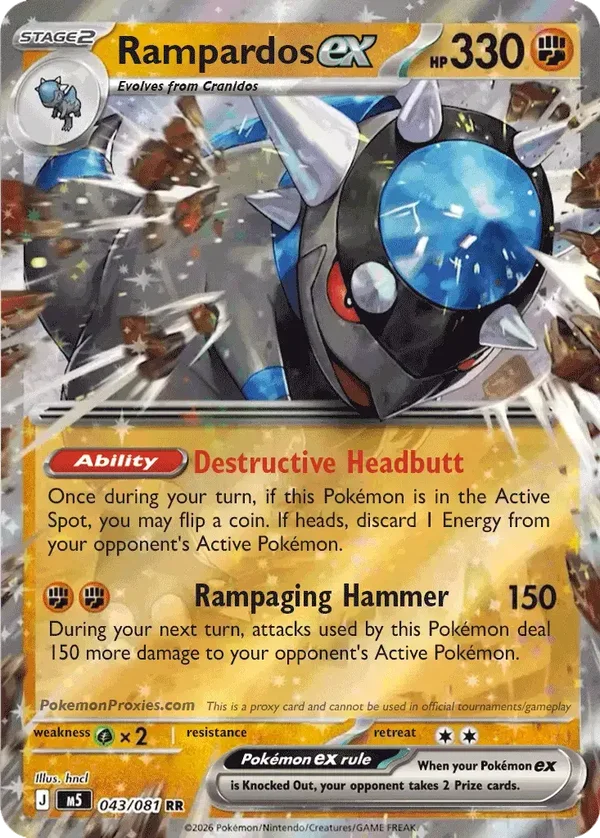 Rampardos EX 045/084 Pitch Black Double Rare