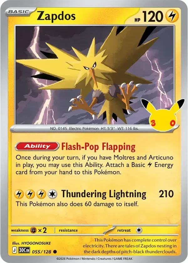 Zapdos 055/128 30th Celebration