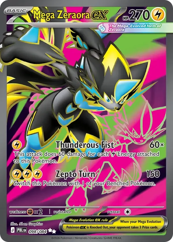 Mega Zeraora EX 098/084 Pitch Black Ultra Rare