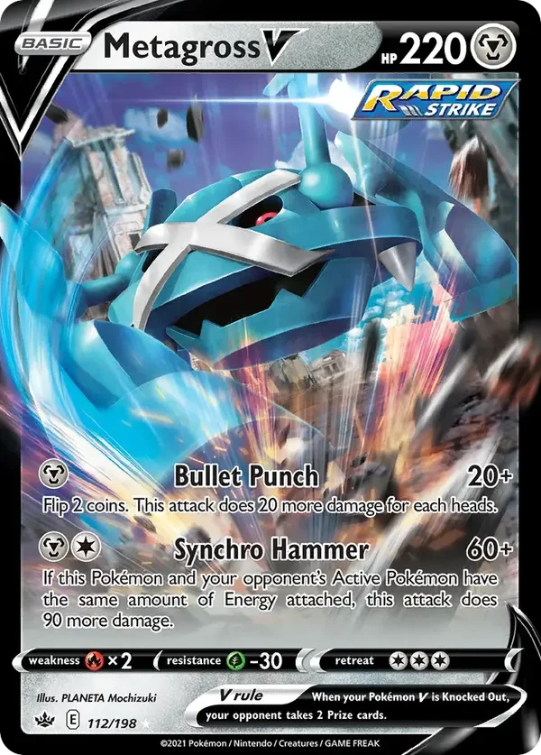 Metagross V 112/198 Chilling Reign Rare Holo V