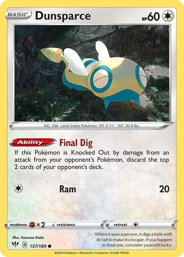 Dunsparce 137/189 Darkness Ablaze