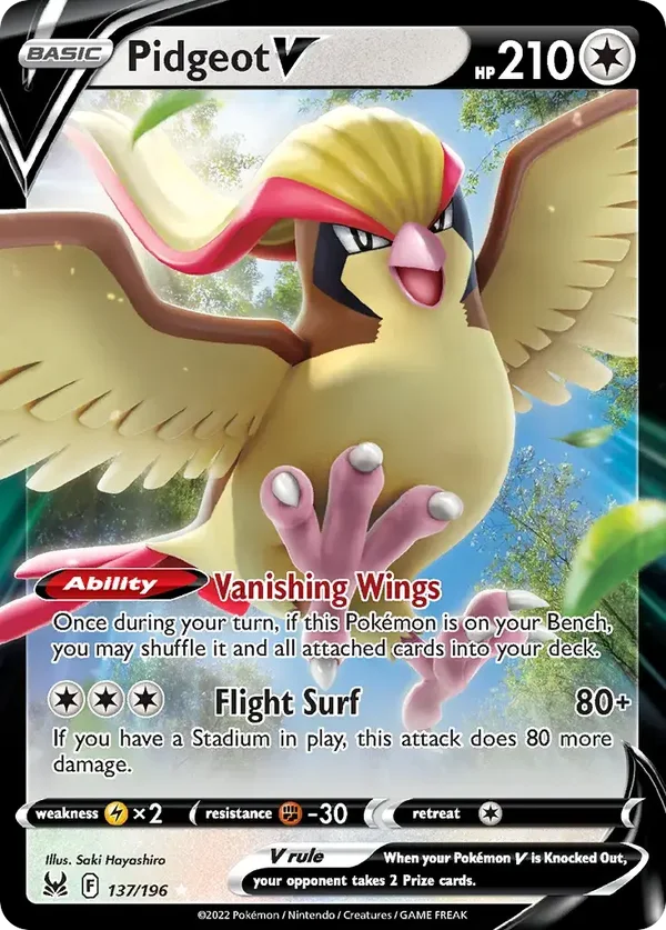 Pidgeot V 137/196 Lost Origin Rare Holo V