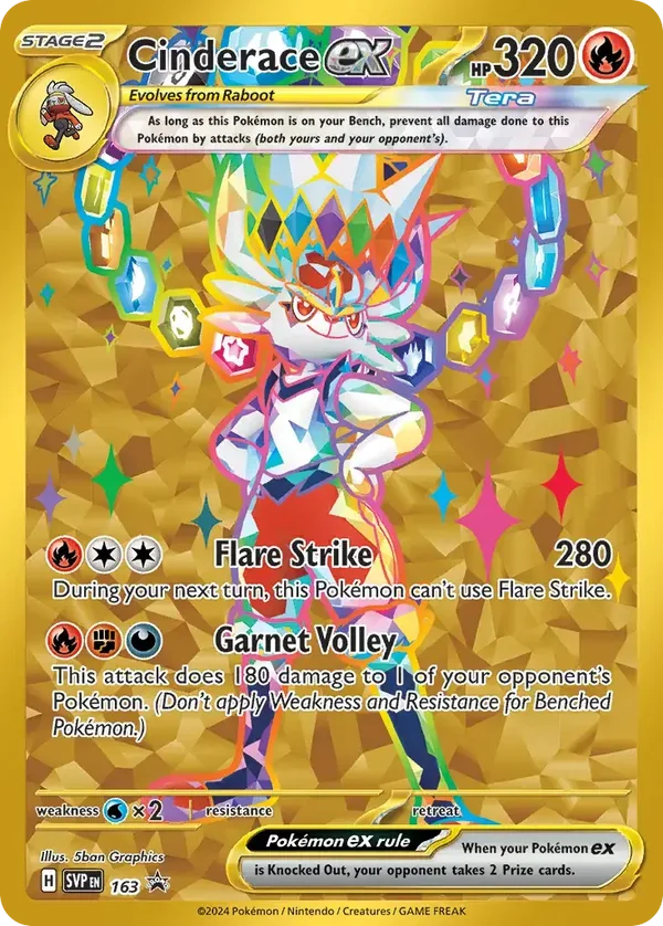 Cinderace EX 163 Scarlet and Violet Black Star Promo