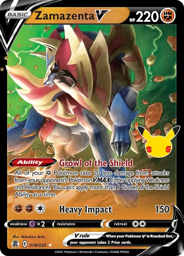 Zamazenta V 018/025 Celebrations 25 Rare Holo V