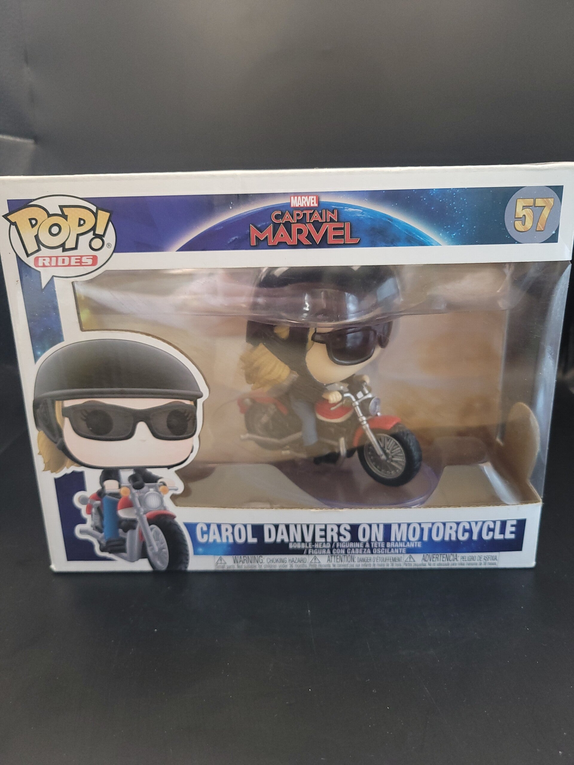 Carol Danvers on Motorcycle 57 Captain Marvel BobbleHead