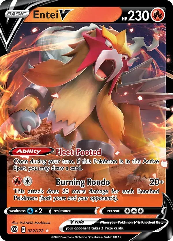Entei V 022/172 Brilliant Stars Rare Holo V