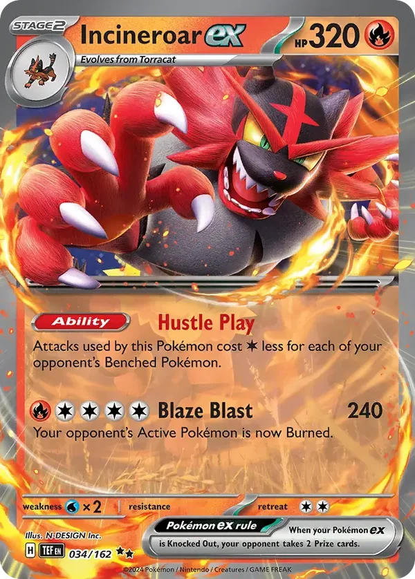 Incineroar EX 034/162 Temporal Forces Double Rare