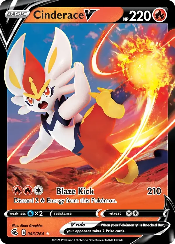 Cinderace V 043/264 Fusion Strike Rare Holo V