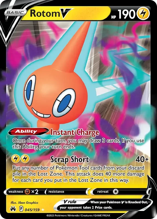 Rotom V 045/159 Crown Zenith Rare Holo V
