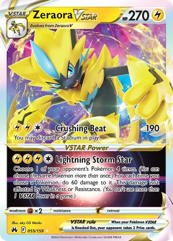 Zeraora Vstar 055/159 Crown Zenith Rare Holo Vstar