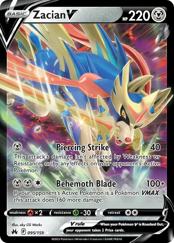Zacian V 095/159 Crown Zenith Rare Holo V
