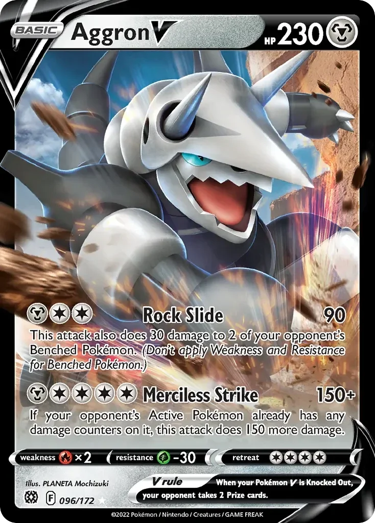 Aggron V 096/172 Brilliant Stars Rare Holo V