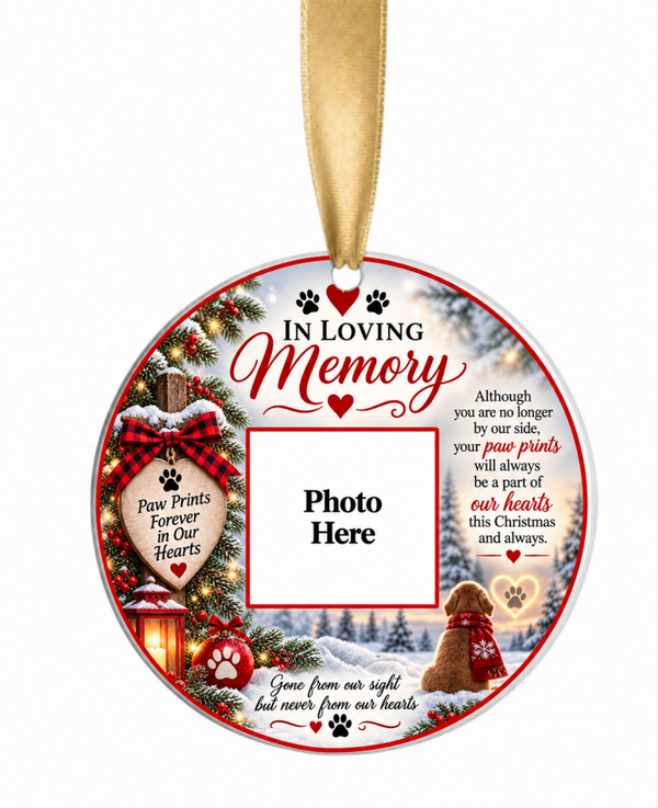 Christmas Dog Memorial - Ceramic Round Ornament