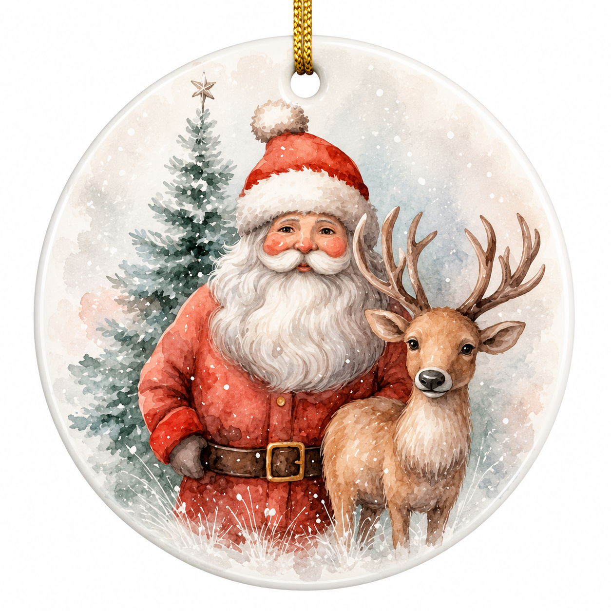 Christmas - Ceramic Round Ornament