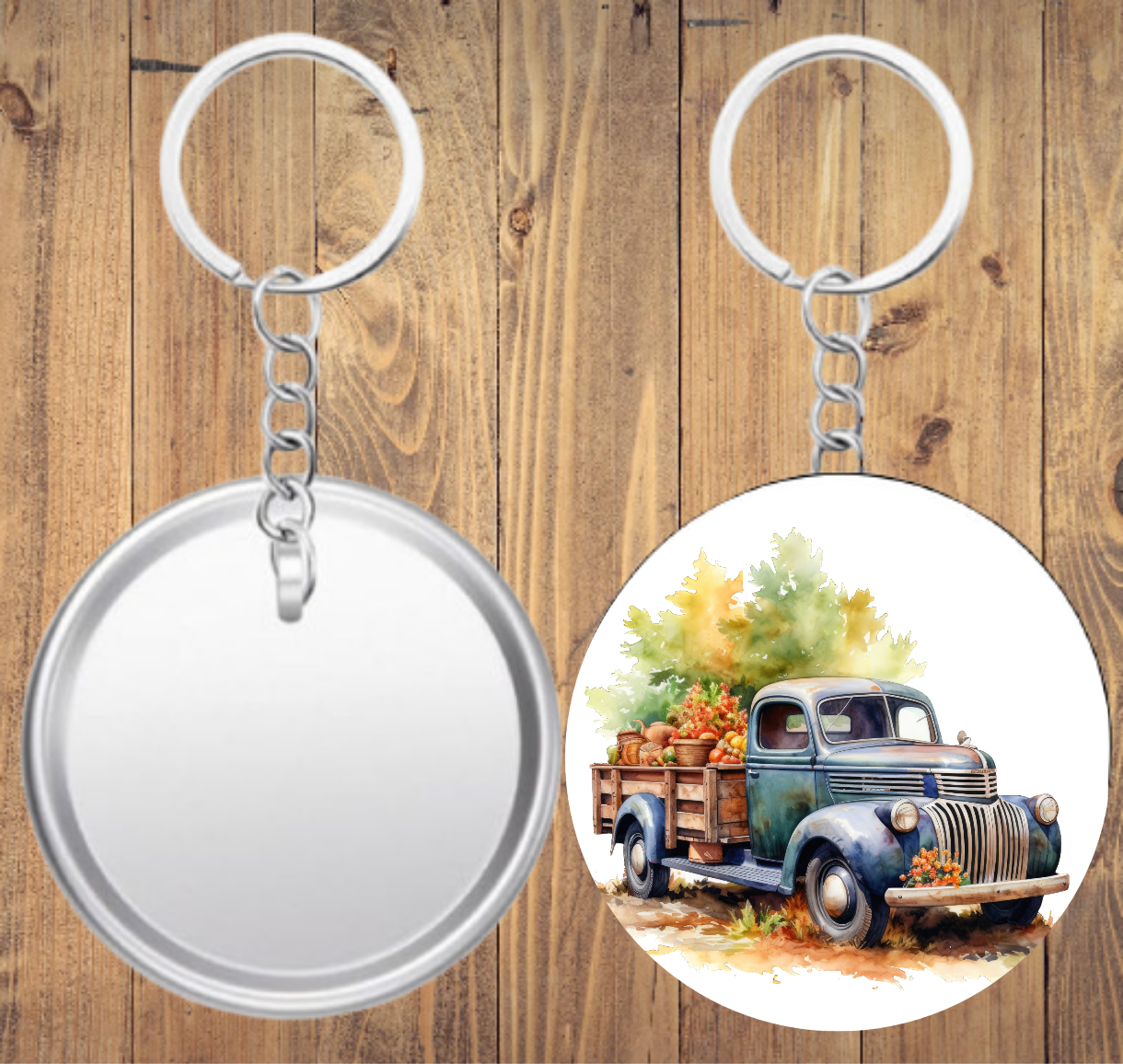 Classic Cars Watercolour - Single Sided Keyring