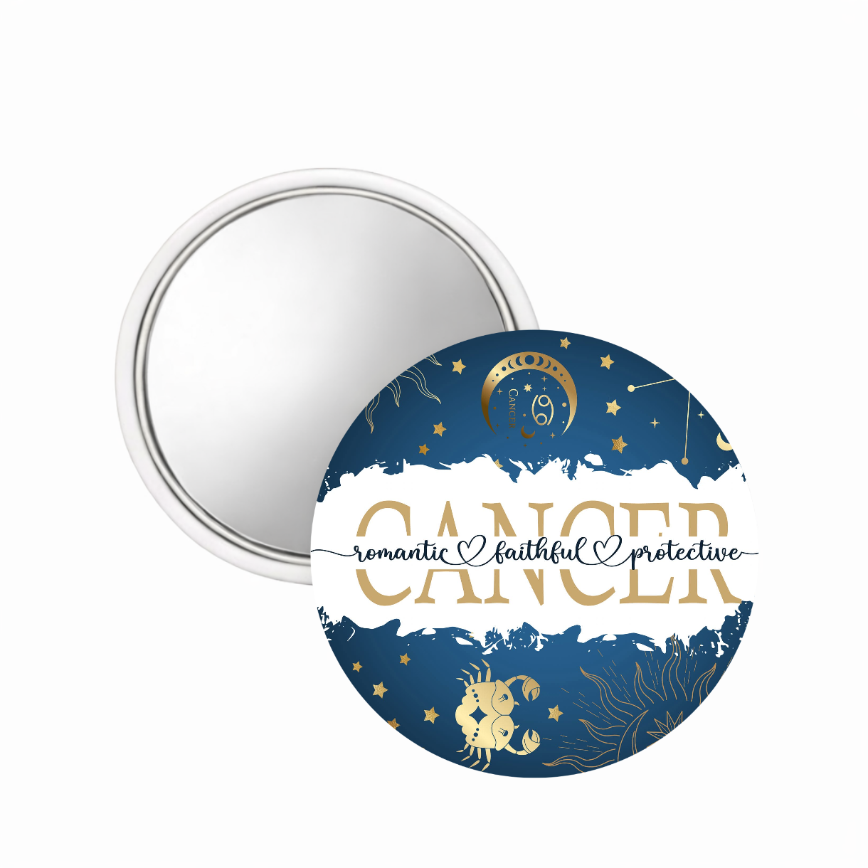 Zodiac Signs Blue & Gold - Compact Mirror