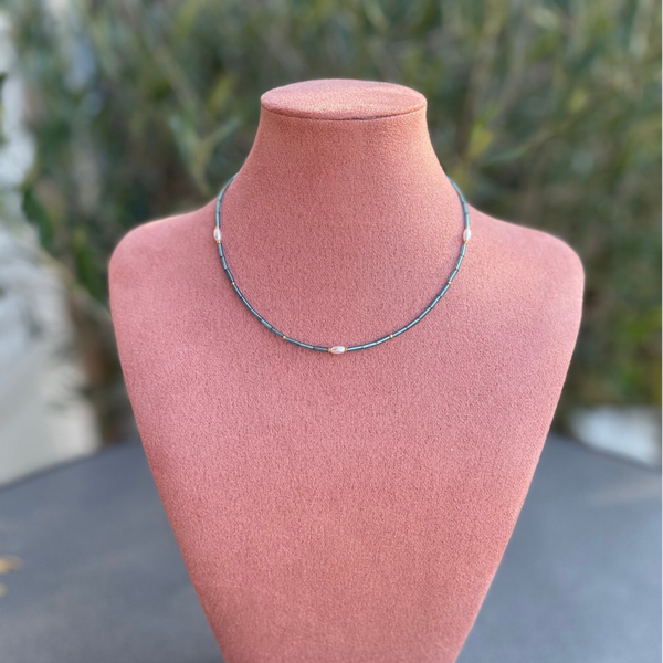 Forever necklace - blauw parel