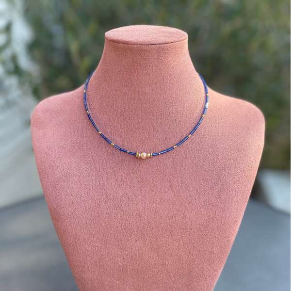 Forever necklace - blauw goud