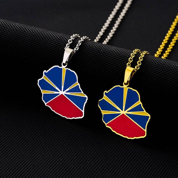 Collier La Réunion 🇷🇪 – Aux Couleurs du Drapeau en Acier Inoxydable