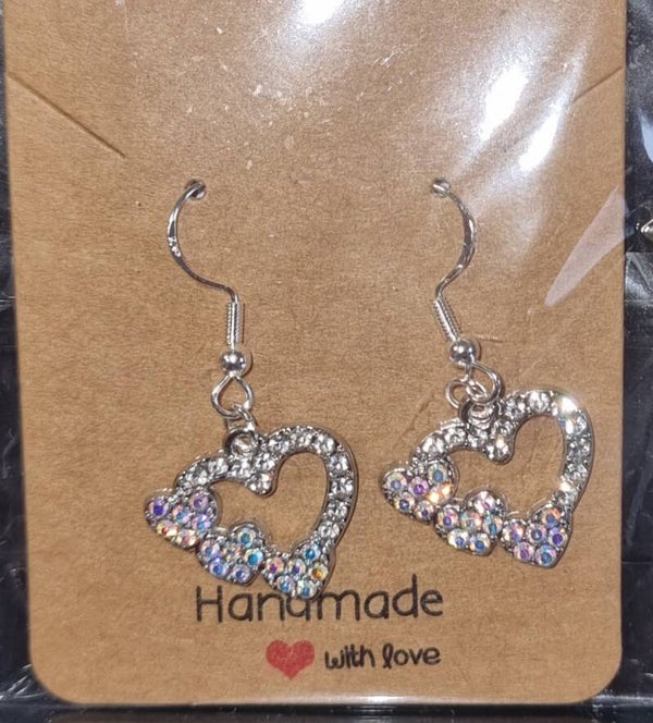 Herz in Diamant mit Strasssteinen - 925 Silber