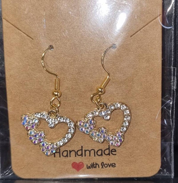 Herz Ohrringe in Diamant mit Strasssteinen