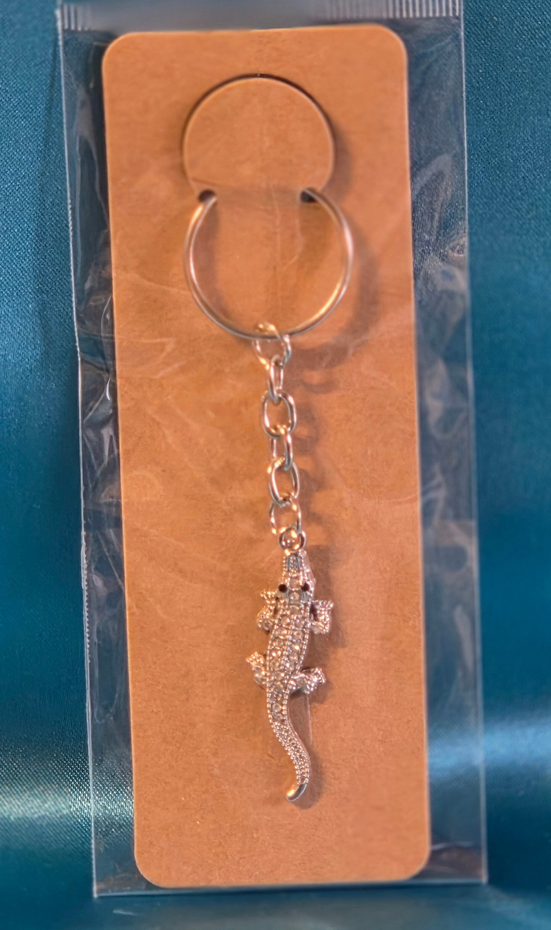 Krokodil mit Strasssteinen - Silber