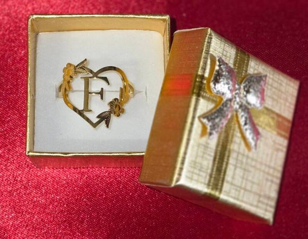 Ring - Buchstabe F - 304 Edelstahl - verstellbar