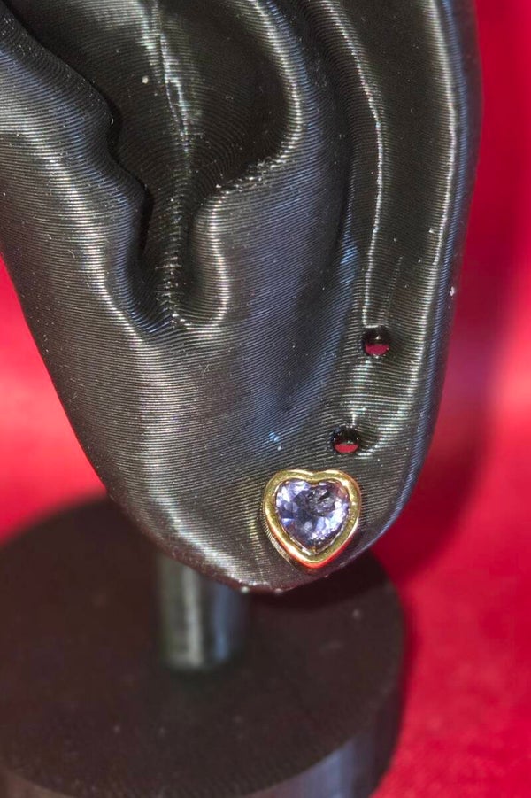 Herz Ohrringe - lila/gold - 304 Edelstahl