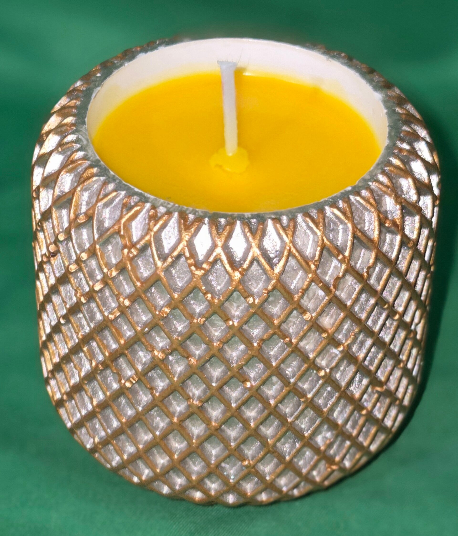 Teelichthalter in silber/gold - Duft: Orange/Kokosnuss