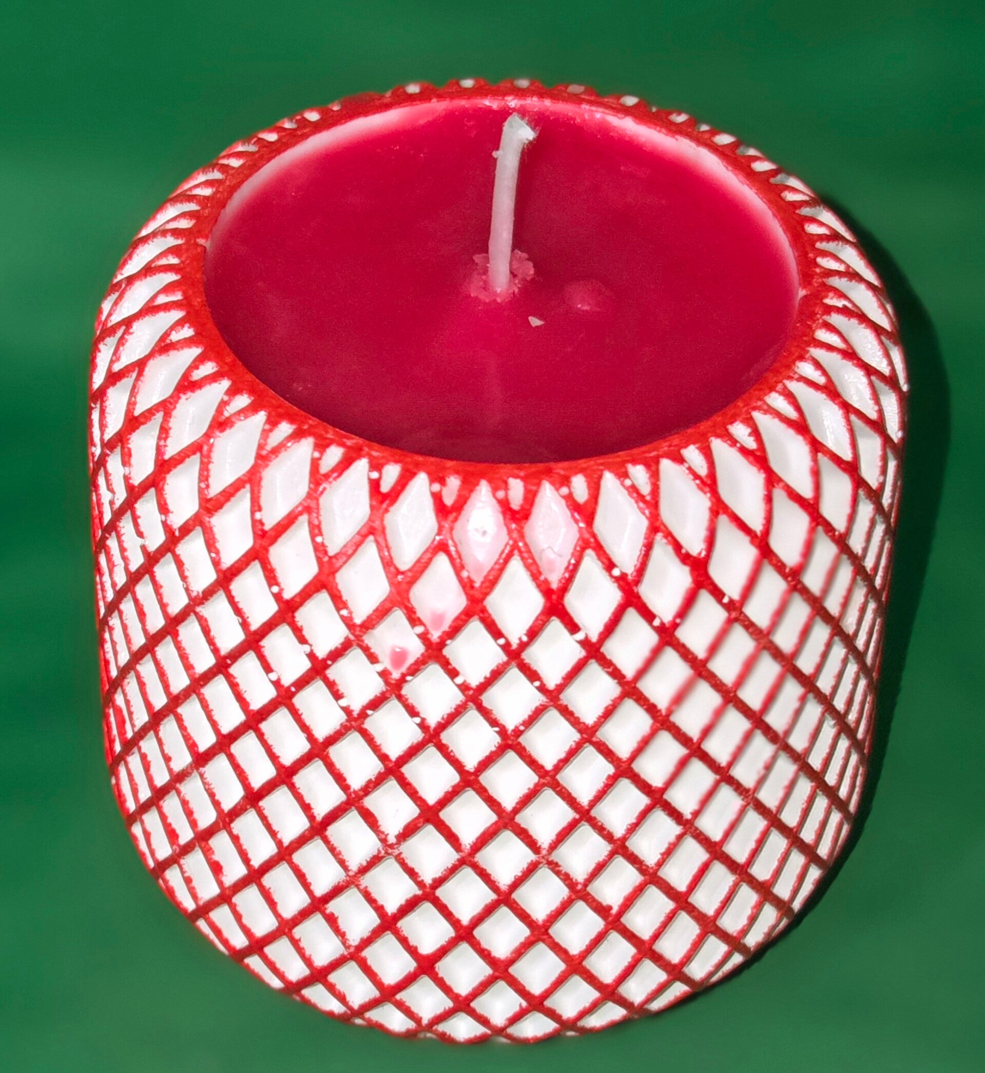 Teelichthalter in rot/weiß - Duft: Cotton