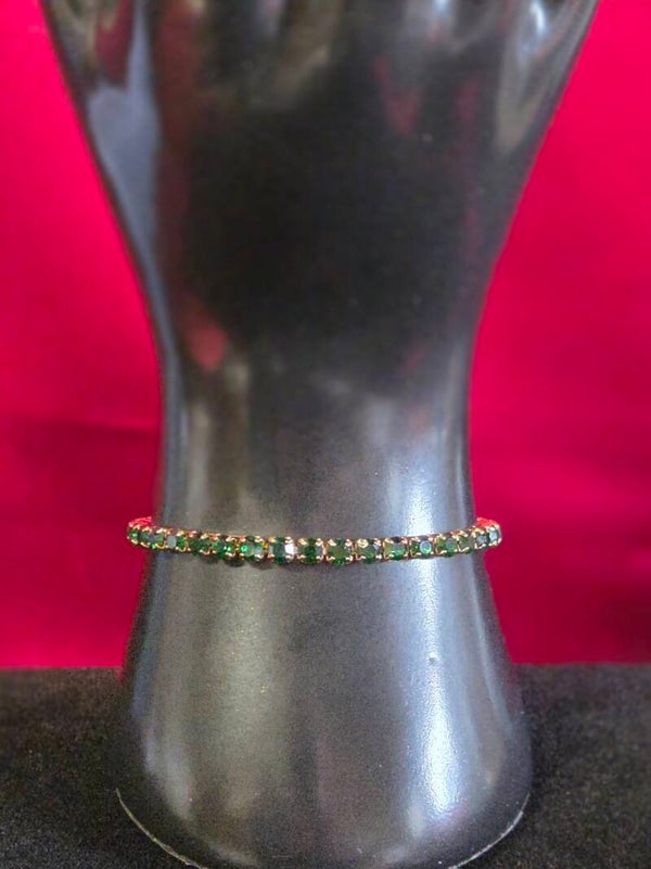 Armband dunkelgrünen Steinen - gold - Titan Stahl