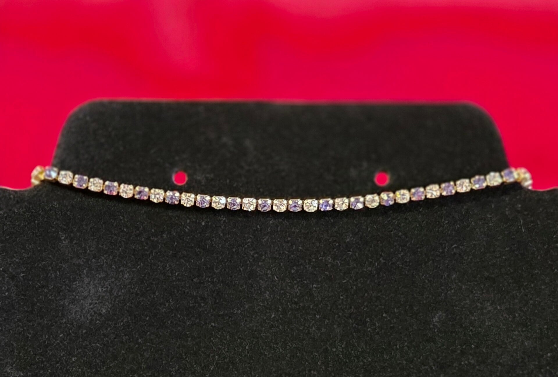 Kette mit Lila/weißen Steine - gold - 304 Edelstahl