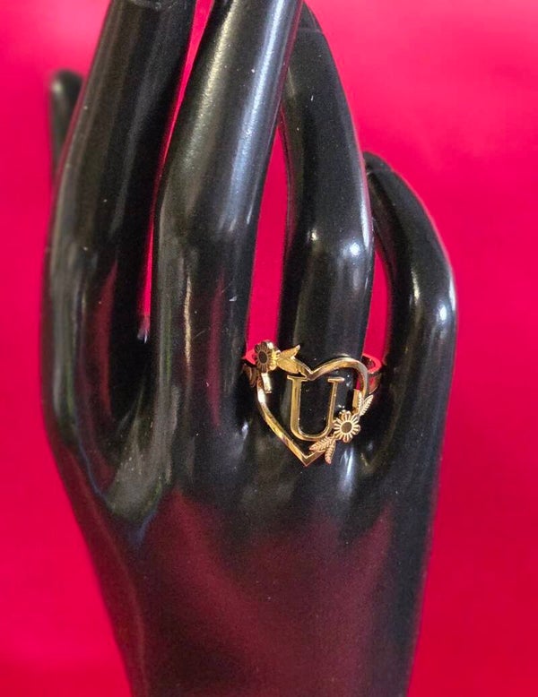 Ring - Buchstaben U - 304 Edelstahl - verstellbar