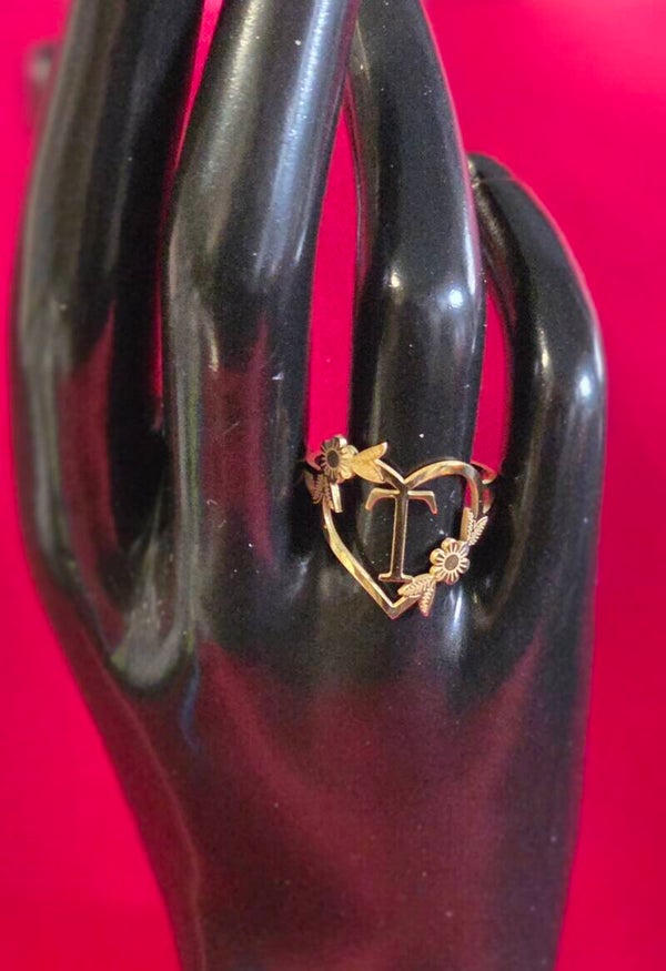 Ring - Buchstabe T - 304 Edelstahl - verstellbar