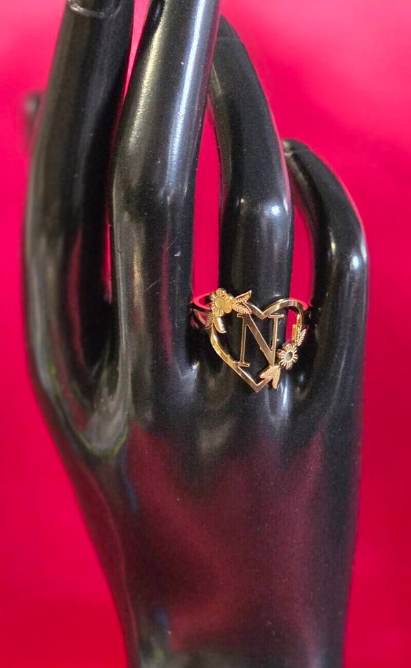 Ring - Buchstabe N - 304 Edelstahl - verstellbar