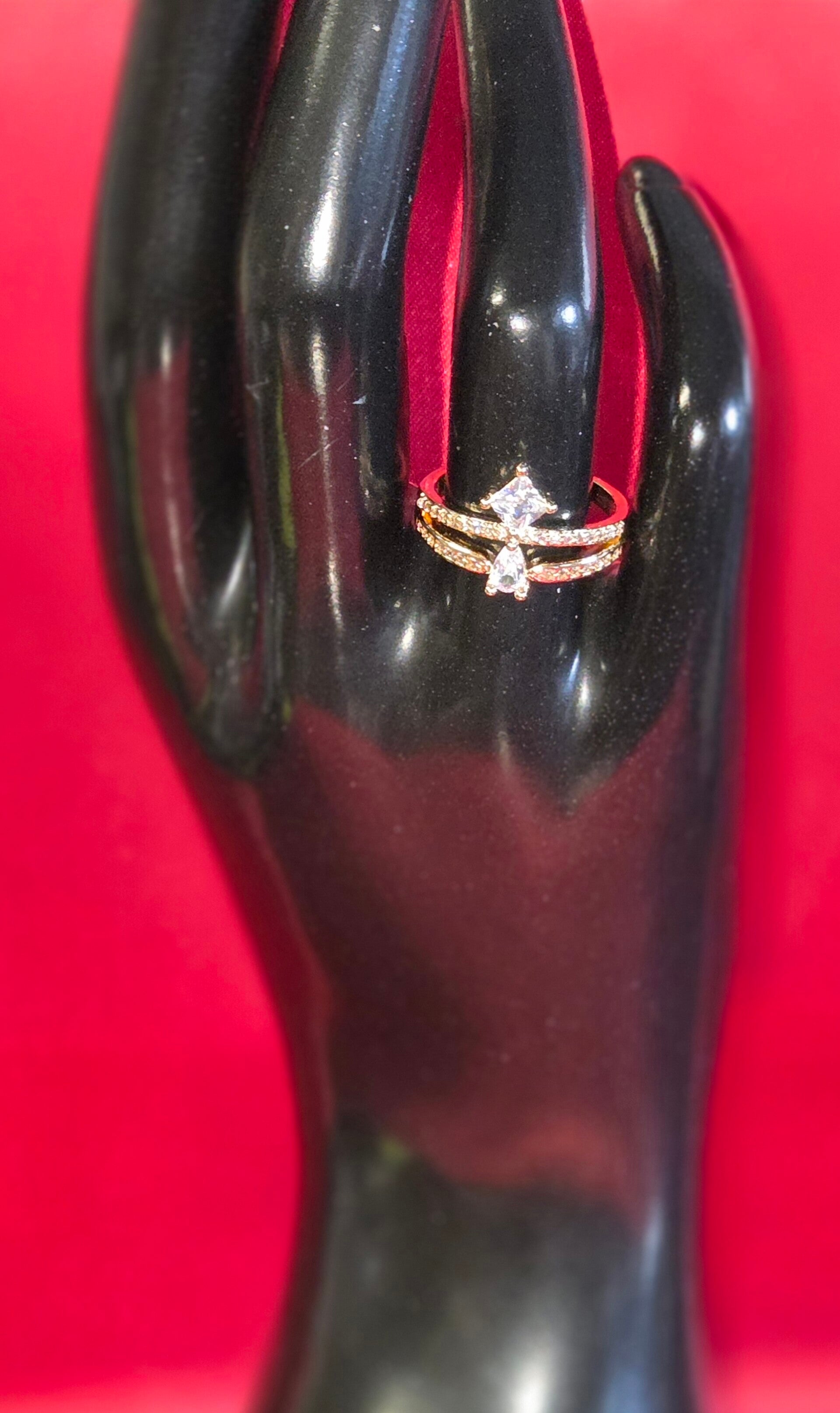 Doppelring mit Stein - 304 Edelstahl - verstellbar
