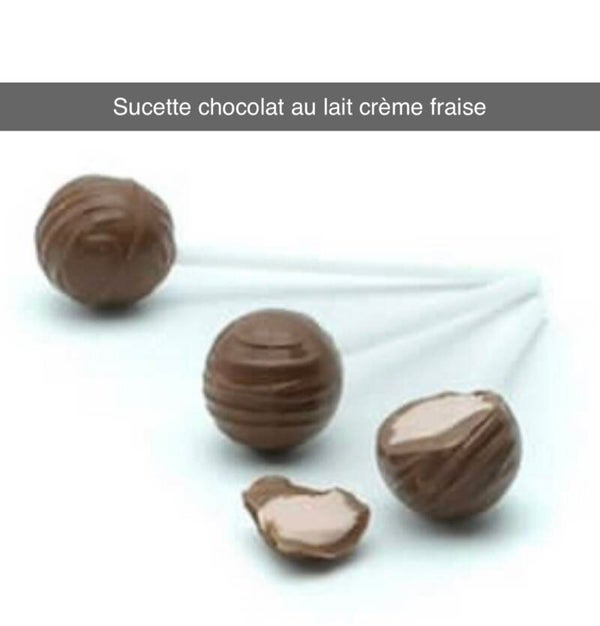 Sucette chocolat au lait fraise