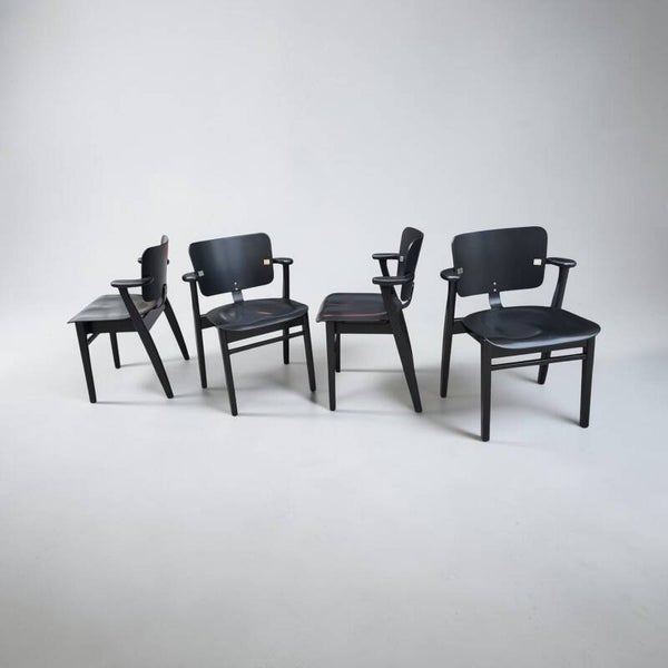 Set of 4 black Domus chairs by Ilmari Tapiovaara for De Coene Kortrijk!