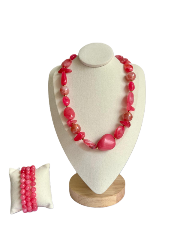 Halsketting set roze
