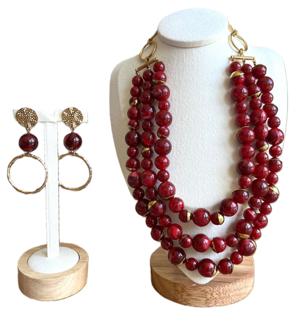 Halsketting set bordo
