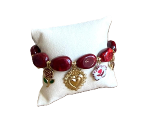 Armband bedel wijnrood