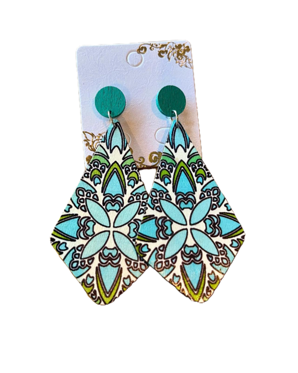 Oorringen ruit  turquoise