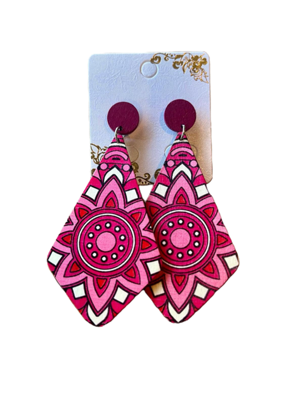 Oorringen ruit fuchsia