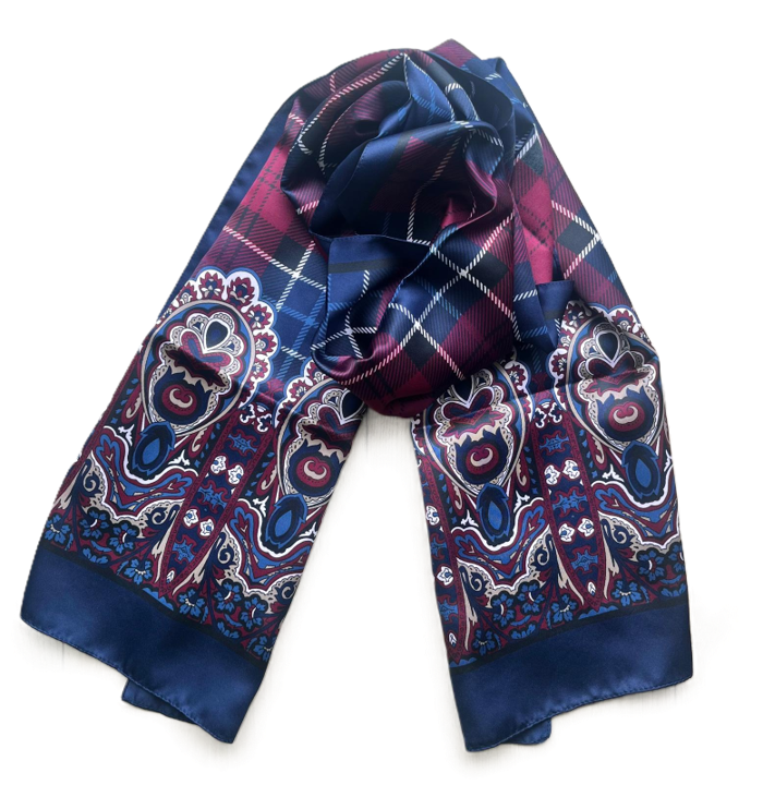 Sjaal blauw/bordo